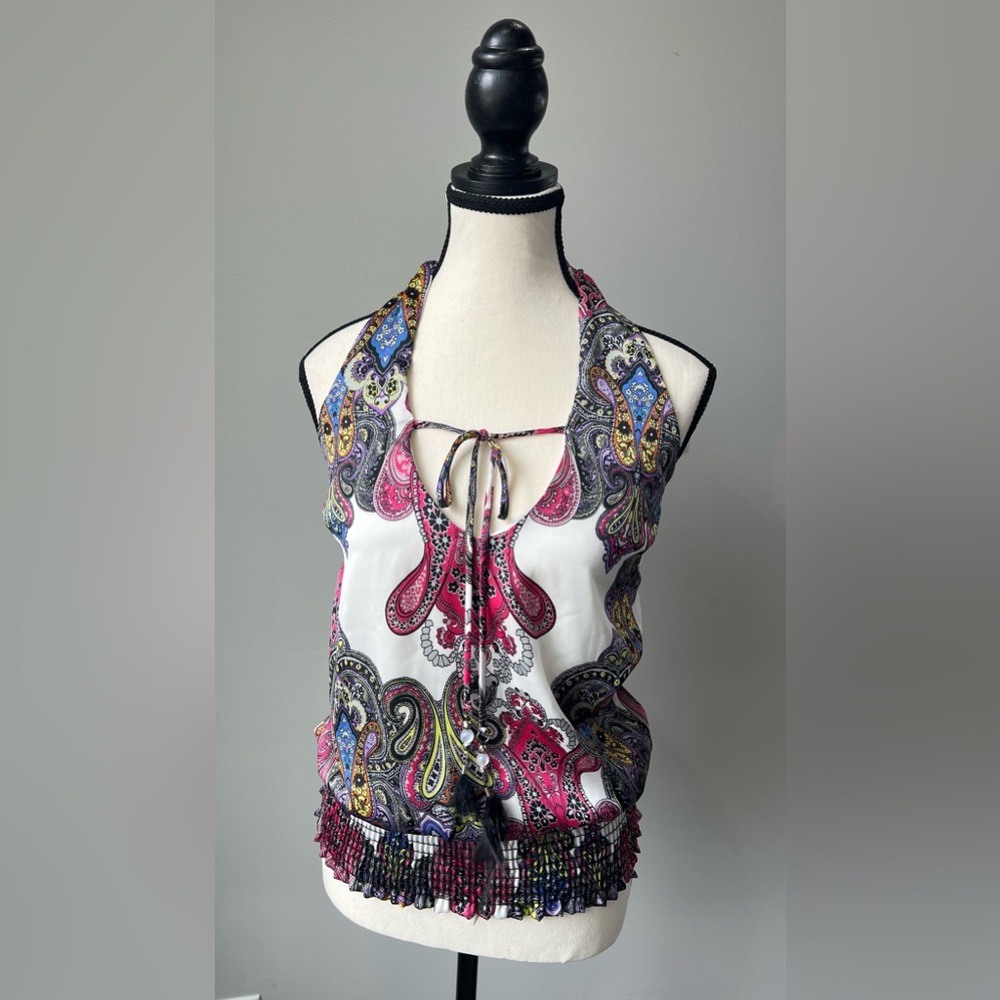 Arden B Brand Halter Top w/ feathers.